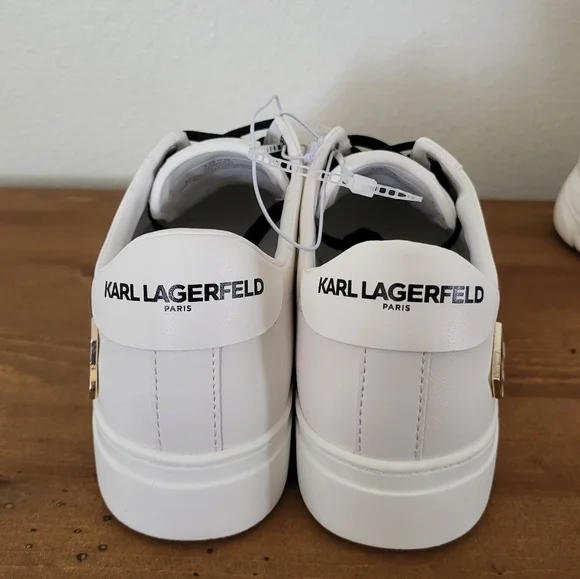 NWOB KARL LAGERFELD PARIS Cambie Embellished Sneakers Size 9.5M White Cat Love - Picture 6 of 6